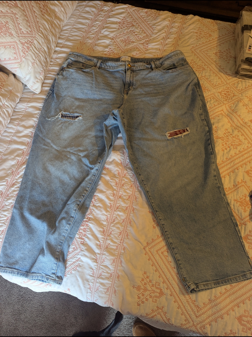 Lane Bryant Boyfriend Jean With Plaid Patch Detail